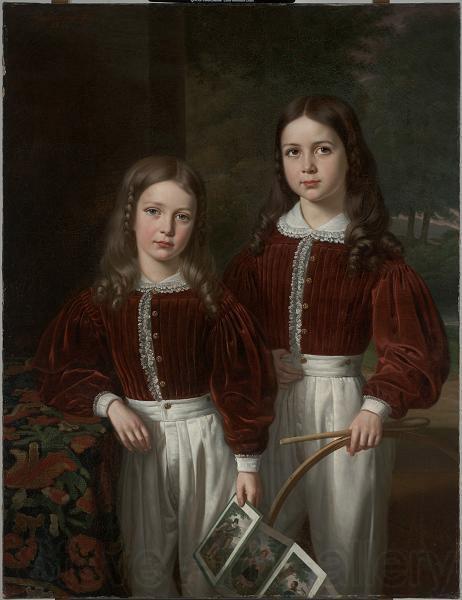 unknow artist Portrait of Two Children, Probably the Sons of M. Almeric Berthier, comte de LaSalle Spain oil painting art
